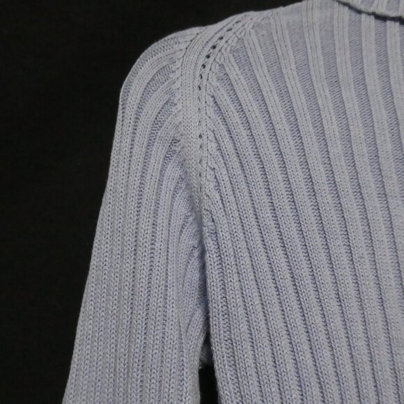 TRISTAN & ISEUT | medium | Light Blue Turtleneck Ribbed Sweater | 100% Cotton - Picture 3 of 16